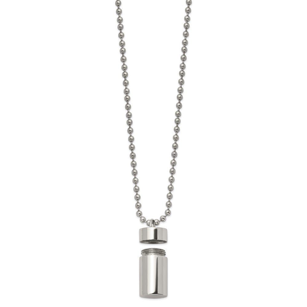 Stainless Steel Polished Capsule Necklace with 22 - inch Ball Chain - Memorial Keepsake Jewelry - Necklace - Aydins Jewelry - 3