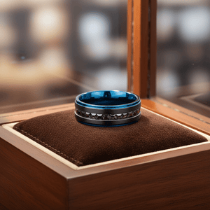 STALLION — Premium boutique display on velvet — men's tungsten wedding ring.