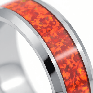 STARFALL — Extreme macro detail — men's tungsten wedding ring.
