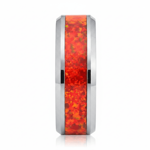 STARFALL — Front-facing straight-on view — men's tungsten wedding ring.