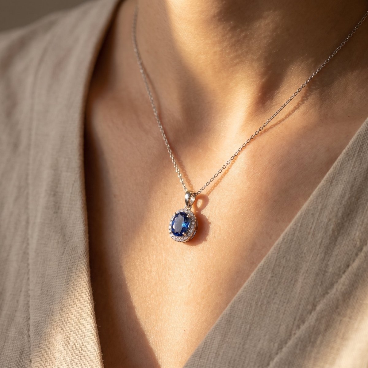 Statement Diamond Cross Necklace 925 silver lab grown diamond necklace worn lifestyle photo