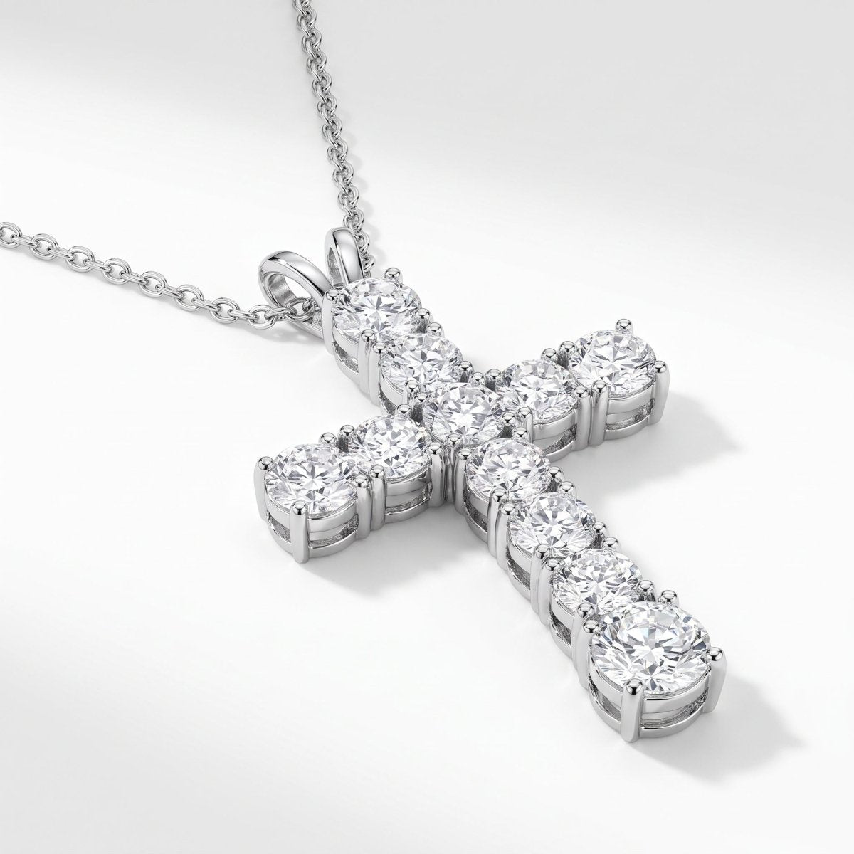 Statement Diamond Cross Necklace 925 silver lab grown diamond necklace studio photo
