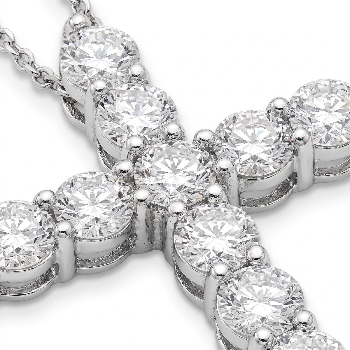Statement Diamond Cross Necklace 925 silver lab grown diamond necklace macro detail close-up photograph
