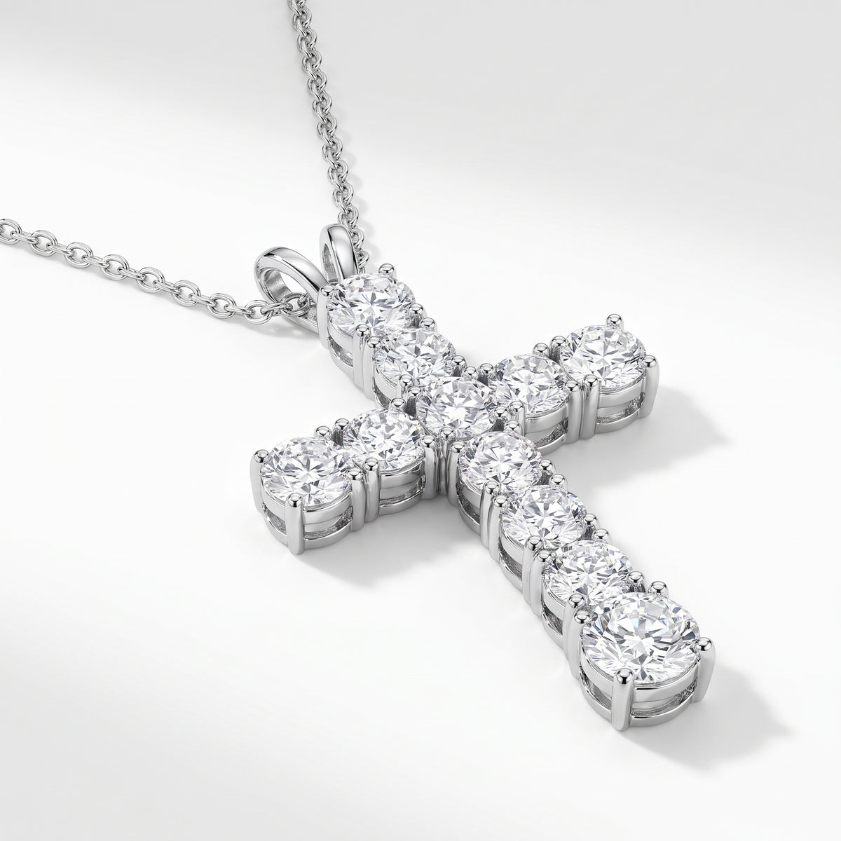 Statement Diamond Cross Necklace 925 silver lab grown diamond necklace studio photo