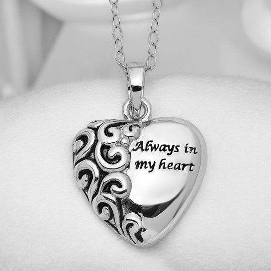 Sterling Silver Antiqued Heart Remembrance Ash Holder Necklace - Necklace - Aydins Jewelry - 1