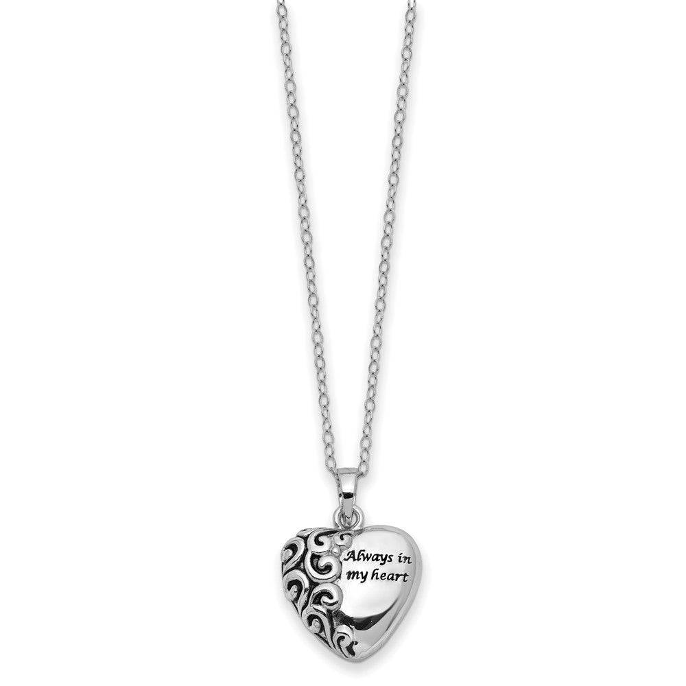 Sterling Silver Antiqued Heart Remembrance Ash Holder Necklace - Necklace - Aydins Jewelry - 2