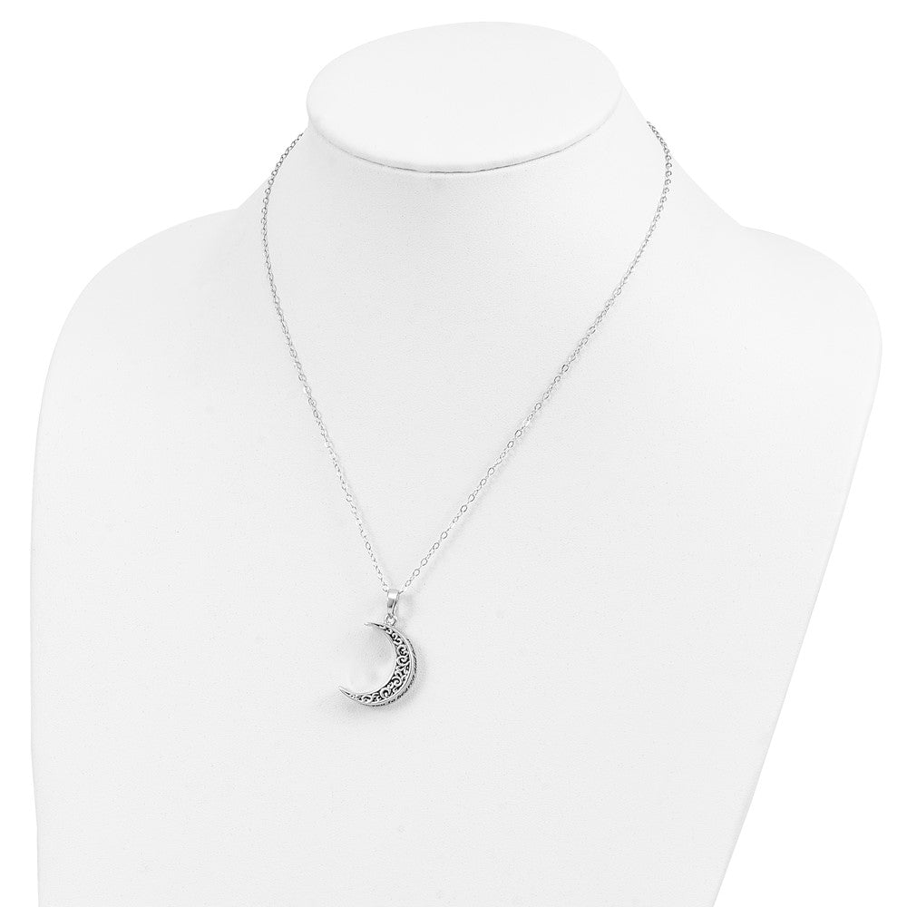 Sterling Silver Antiqued Quarter Moon Ash Holder Necklace - Necklace - Aydins Jewelry - 4