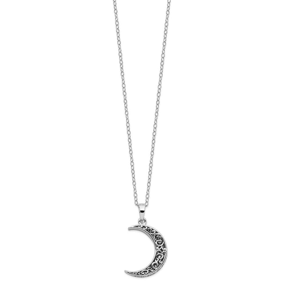 Sterling Silver Antiqued Quarter Moon Ash Holder Necklace - Necklace - Aydins Jewelry - 2