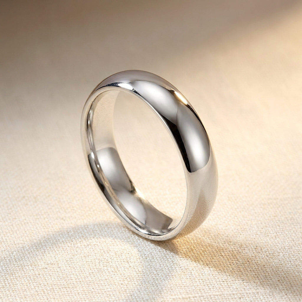 Sterling Silver Comfort Fit Wedding Band, studio hero shot
