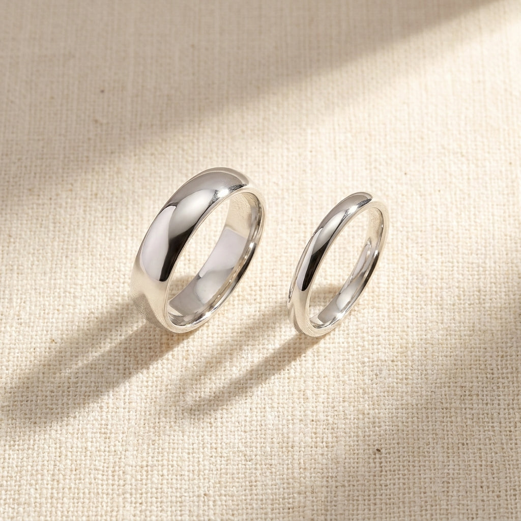 Sterling Silver Comfort Fit Wedding Band, his and hers matching pair