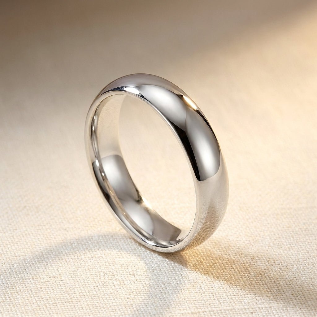 Sterling Silver Comfort Fit Wedding Band, studio hero shot