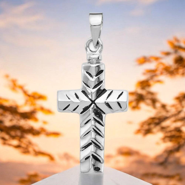 Sterling Silver Enameled Cross Ash Holder Pendant - Memorial Keepsake Jewelry - Pendant - Aydins Jewelry - 1