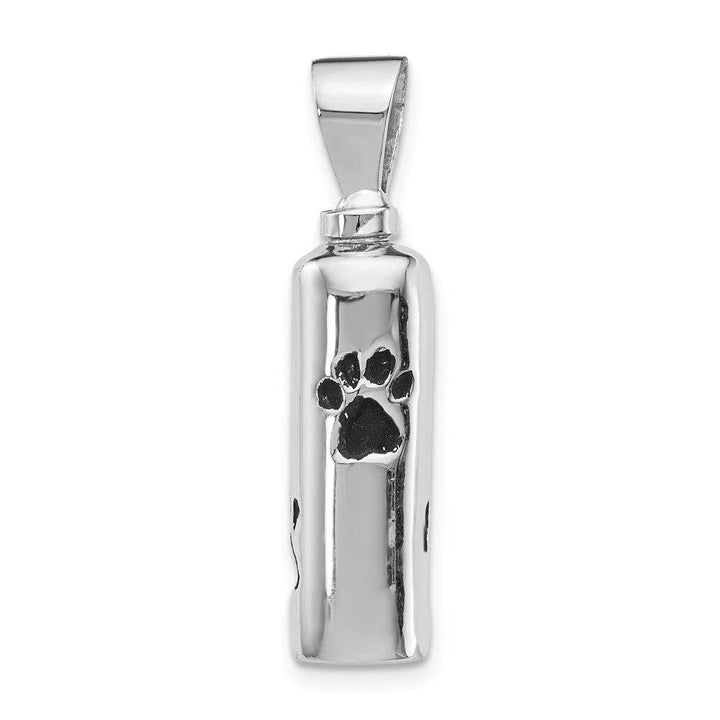 Sterling Silver Enameled Paw Prints Ash Holder Pendant - Pet Memorial Keepsake Jewelry - Pendant - Aydins Jewelry - 2