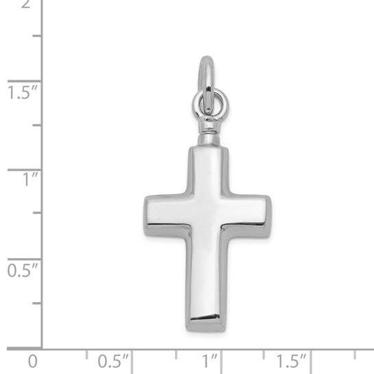 Sterling Silver Polished Cross Ash Holder Pendant - Memorial Keepsake Jewelry - Pendant - Aydins Jewelry - 3