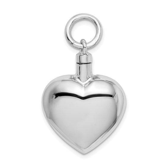Sterling Silver Polished Heart Ash Holder Pendant - Memorial Keepsake Jewelry - Pendant - Aydins Jewelry - 1