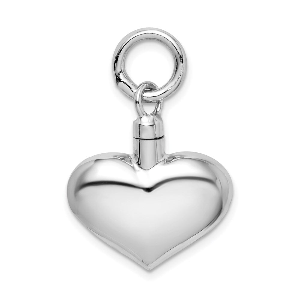 Sterling Silver Polished Puffy Heart Ash Holder Pendant - Memorial Keepsake Jewelry - Pendant - Aydins Jewelry - 2