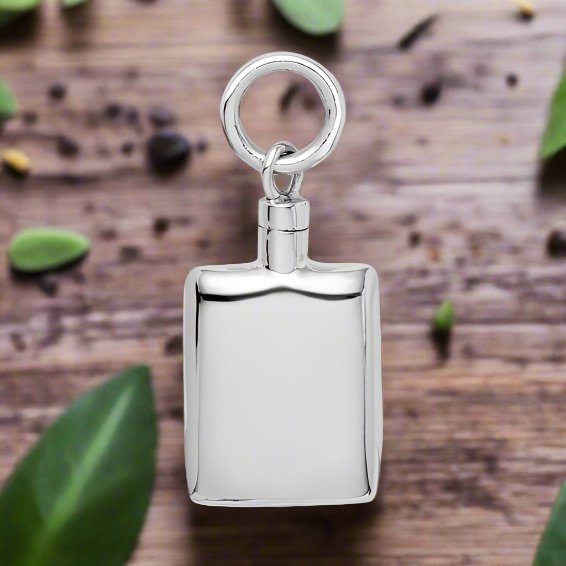 Sterling Silver Polished Rectangular Ash Holder Pendant - Memorial Keepsake Jewelry - Pendant - Aydins Jewelry - 4