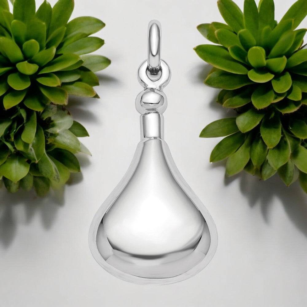 Sterling Silver Polished Teardrop Screw Top Ash Holder Pendant - Memorial Keepsake Jewelry - Pendant - Aydins Jewelry - 1