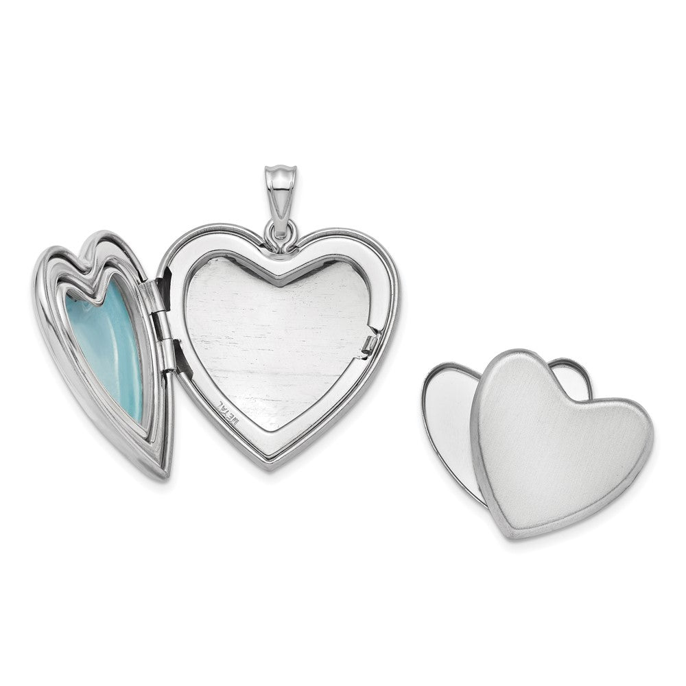 Sterling Silver Satin/Pol Paw Prints Ash Holder Heart Locket - Pet Memorial Keepsake Jewelry - Pendant - Aydins Jewelry - 4