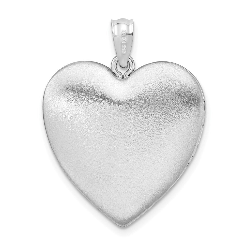 Sterling Silver Satin/Pol Paw Prints Ash Holder Heart Locket - Pet Memorial Keepsake Jewelry - Pendant - Aydins Jewelry - 3