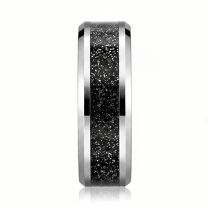 STORMIC — angled view — men's tungsten carbide wedding ring | Aydins Jewelry