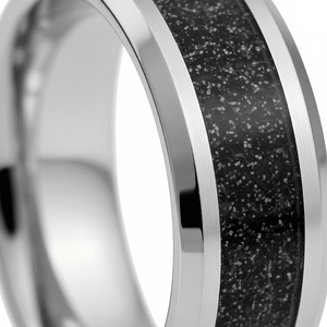 STORMIC — close-up detail — men's tungsten carbide wedding ring | Aydins Jewelry