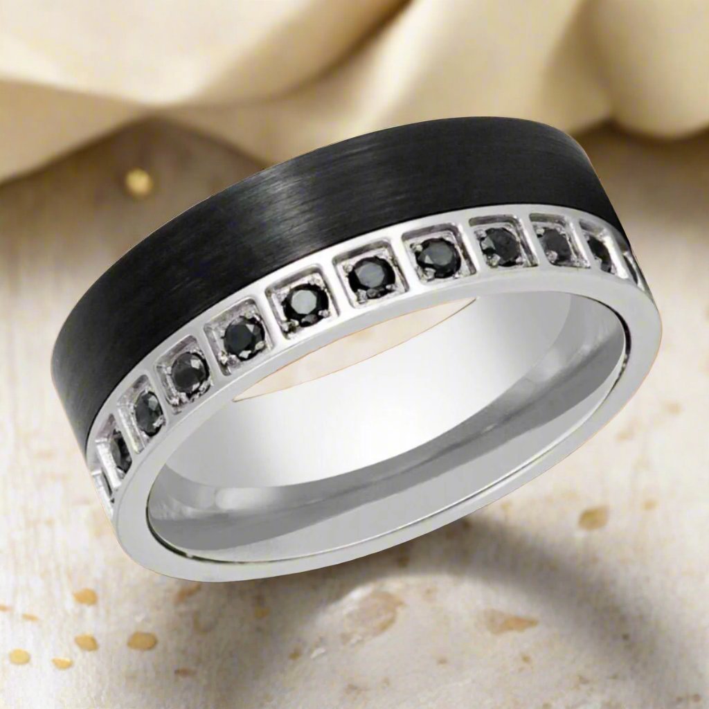 Aydins Jewelry's STRATOS Ring - Comfort Fit Black Tungsten Wedding Band