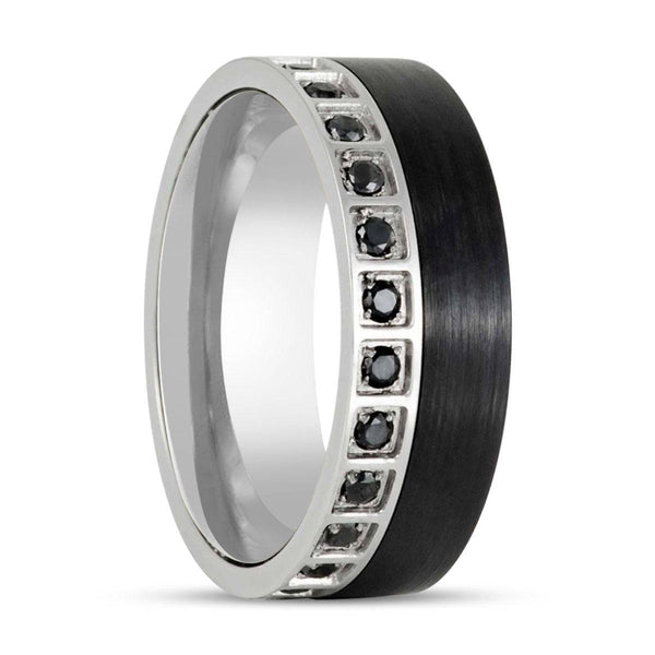 STRATOS | Black Tungsten Ring, Black Diamond Stimulant CZ - Rings - Aydins Jewelry - 1