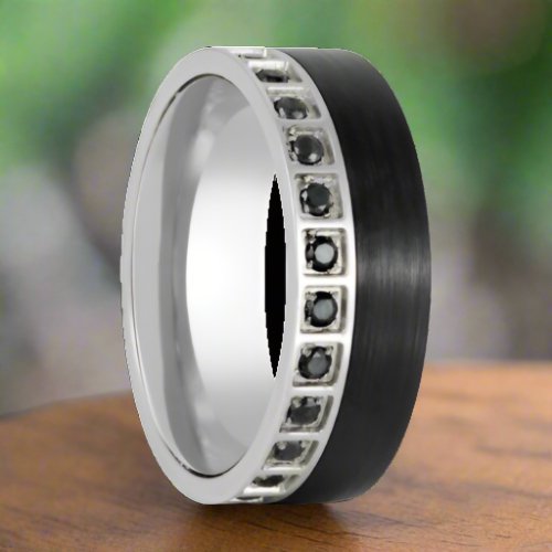 STRATOS | Black Tungsten Ring, Black Diamond Stimulant CZ - Rings - Aydins Jewelry - 3