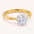 SYLVIE cushion lab-grown diamond ring in 14K two-tone gold, studio hero, approx. 1 ct center
