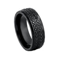 CZ Eternity black titanium wedding ring 8mm, top view