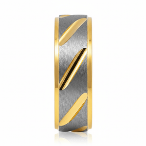 TASOS — Front-facing straight-on view — men's tungsten wedding ring.