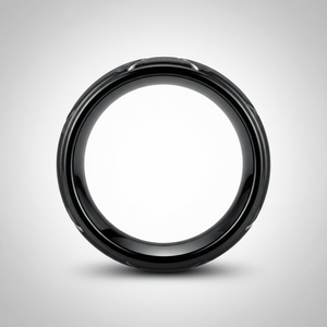 TERRANCE — Center-through axial view — men's tungsten wedding ring.
