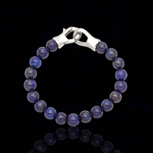 Polished Lapis Beads Bracelet for Men