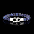 Men's Lapis Beaded Bracelet with Stainless Steel Lobster Clasp