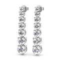 Three Prong Graduated Diamond Earrings, 925 silver earrings studio hero photo on white, lab grown diamonds D color VVS