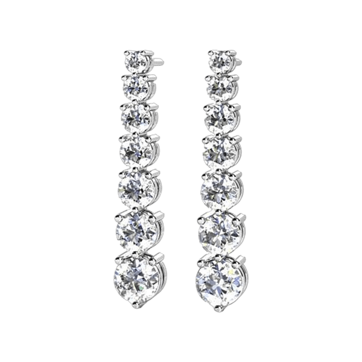 Graduated lab-grown diamond earrings in sterling silver, studio hero photo