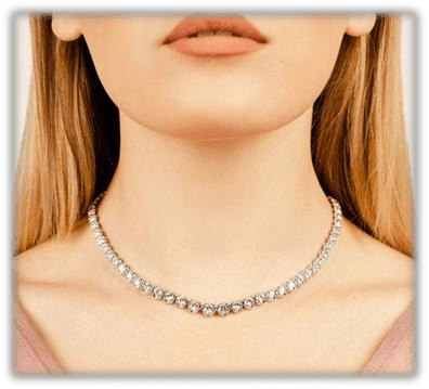 Three Prong Straight Line Necklace 925 silver lab grown diamond necklace authentic supplier lifestyle photograph