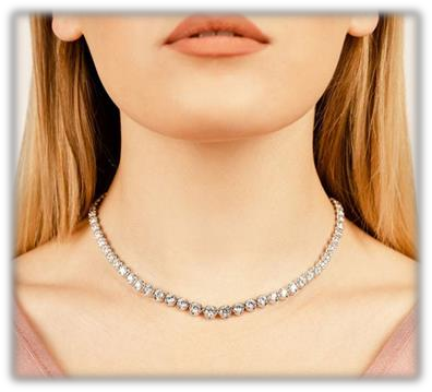 Three Prong Straight Line Necklace 925 silver lab grown diamond necklace authentic supplier lifestyle photograph