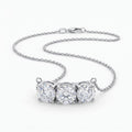 Three Stone Diamond Necklace 925 silver lab grown diamond necklace studio photo