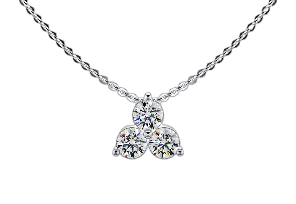 Three Stone Round Diamond Pendant With Chain 925 silver lab grown diamond pendant authentic supplier primary photograph