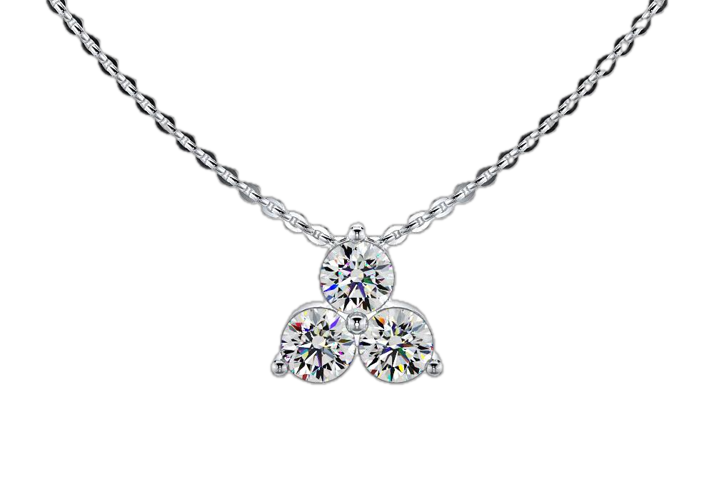 Three Stone Round Diamond Pendant With Chain 925 silver lab grown diamond pendant authentic supplier primary photograph