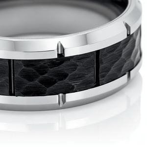 THYROS — close-up detail — men's tungsten carbide wedding ring | Aydins Jewelry