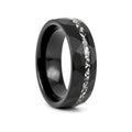 TITANIS black tungsten ring with titanium shavings inlay and hammered finish - front view
