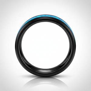 TRANQUIL — Center-through axial view — men's tungsten wedding ring.