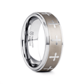 TRIUNE Silver tungsten Christian wedding ring — angle 1