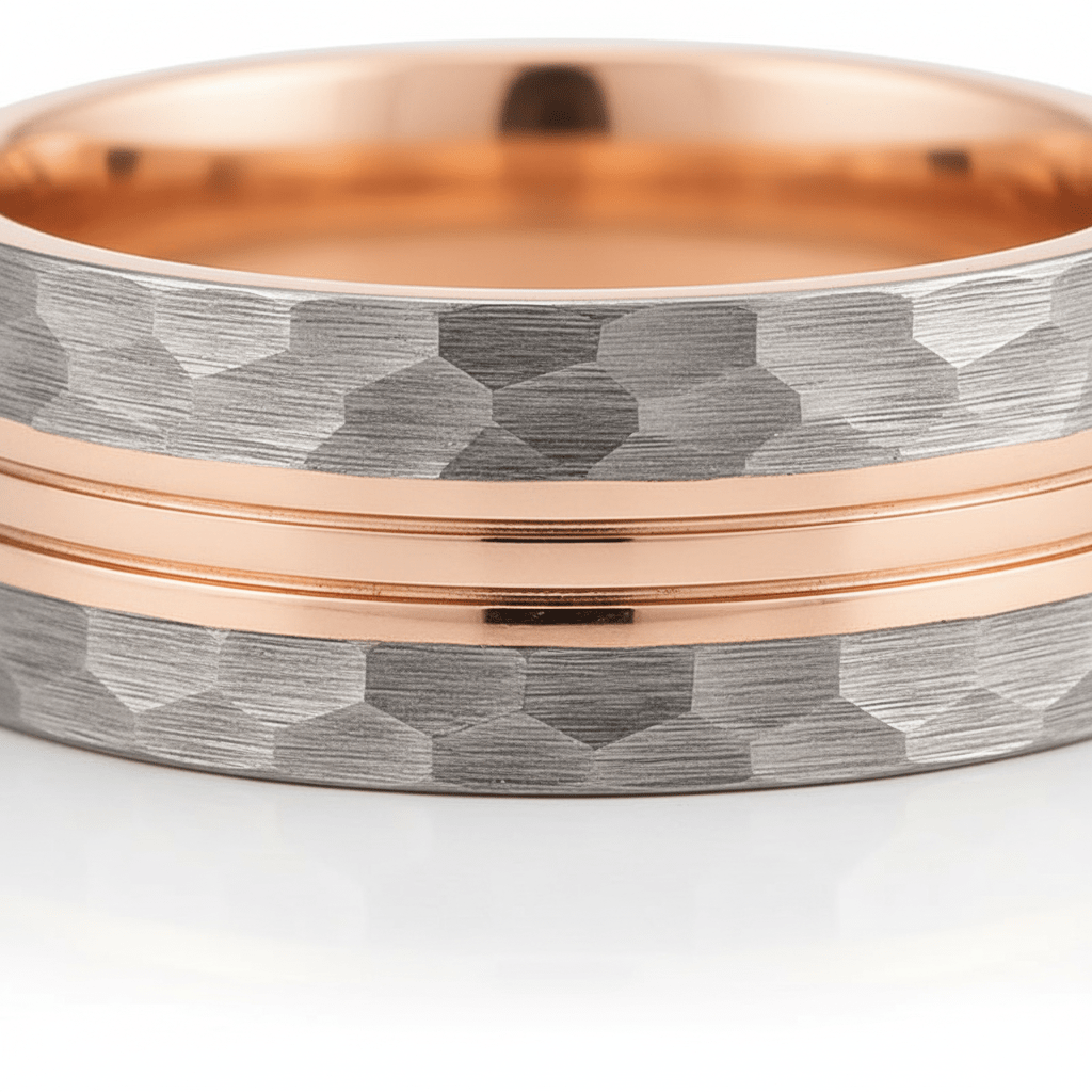 TROOPER — Extreme macro detail — men's tungsten wedding ring.