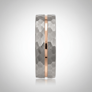 TROOPER — Center-through axial view — men's tungsten wedding ring.
