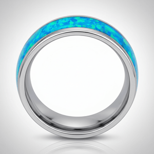 TROPIC — Center-through axial view — men's tungsten wedding ring.