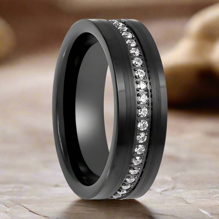 MAJESTIC Tungsten Ring - Eternity Band with Diamond Stimulant CZ